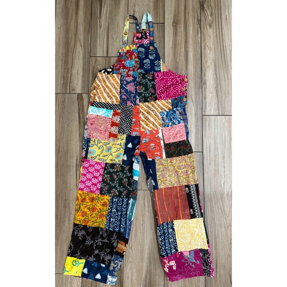 NWT Kantha Kathmandu‎ Handmade Patchwork Overalls Fits Small Medium Large - Picture 4 of 8